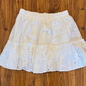 Elan White Eyelet Mini Skirt